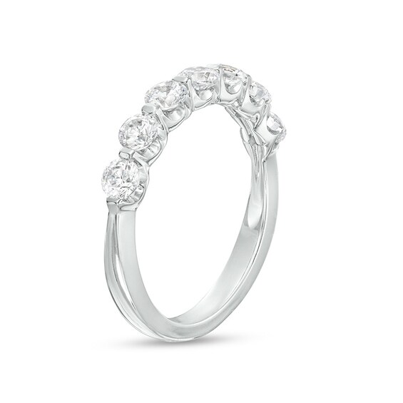 Previously Owned - 1 CT. T.w. Diamond Seven Stone Scallop Edge Anniversary Band in 14K White Gold