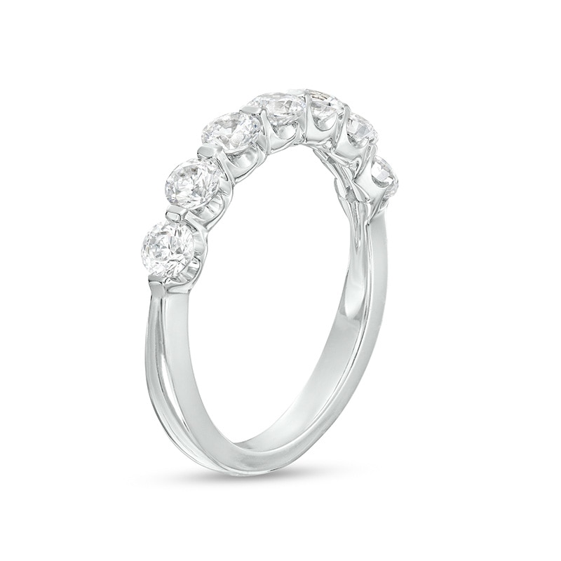 Main Image 3 of Previously Owned - 1 CT. T.W. Diamond Seven Stone Scallop Edge Anniversary Band in 14K White Gold