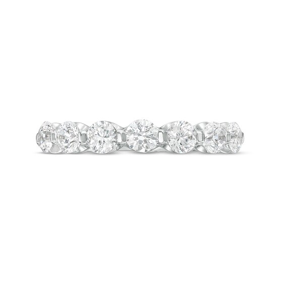 Previously Owned - 1 CT. T.w. Diamond Seven Stone Scallop Edge Anniversary Band in 14K White Gold