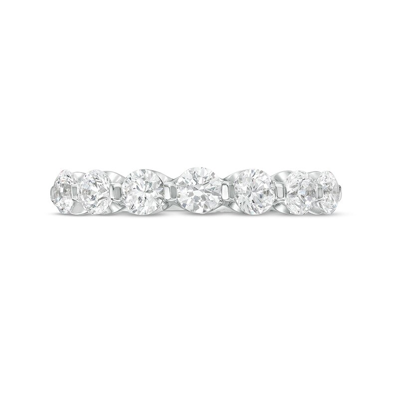 Main Image 4 of Previously Owned - 1 CT. T.W. Diamond Seven Stone Scallop Edge Anniversary Band in 14K White Gold