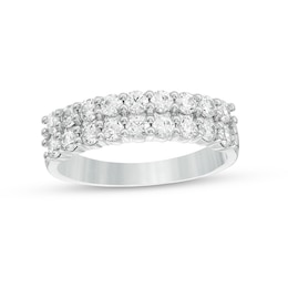 Previously Owned - 1 CT. T.W. Diamond Double Row Anniversary Band in 10K White Gold