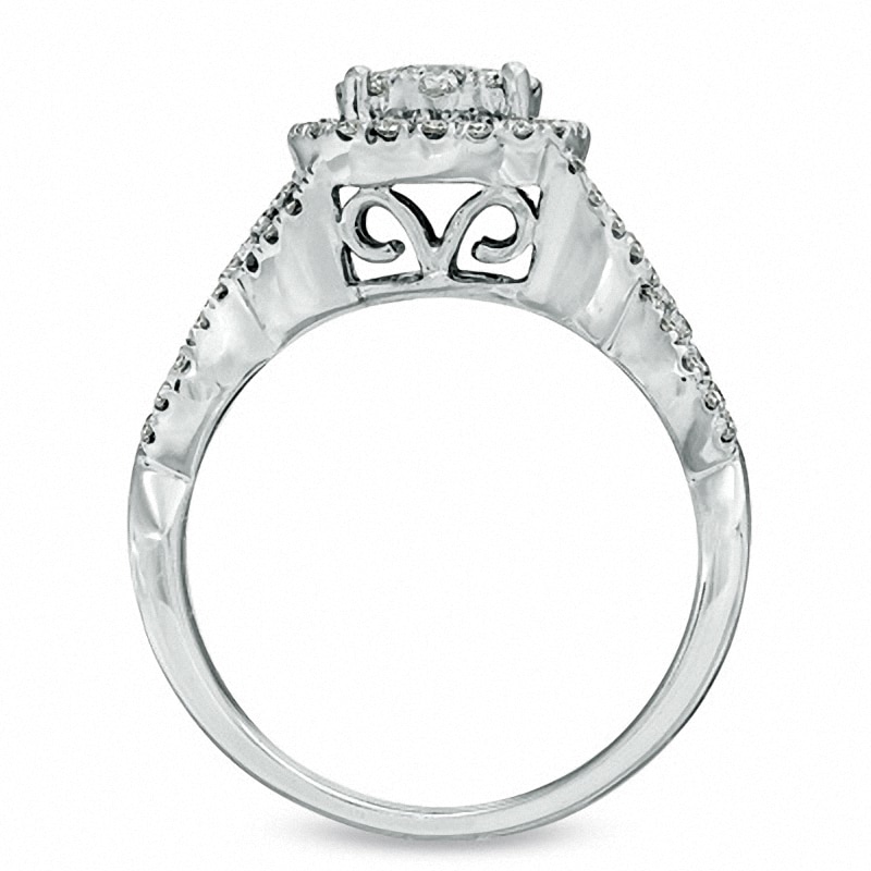 Main Image 3 of Previously Owned - 1-1/5 CT. T.W. Diamond Cluster Bridal Set in 14K White Gold