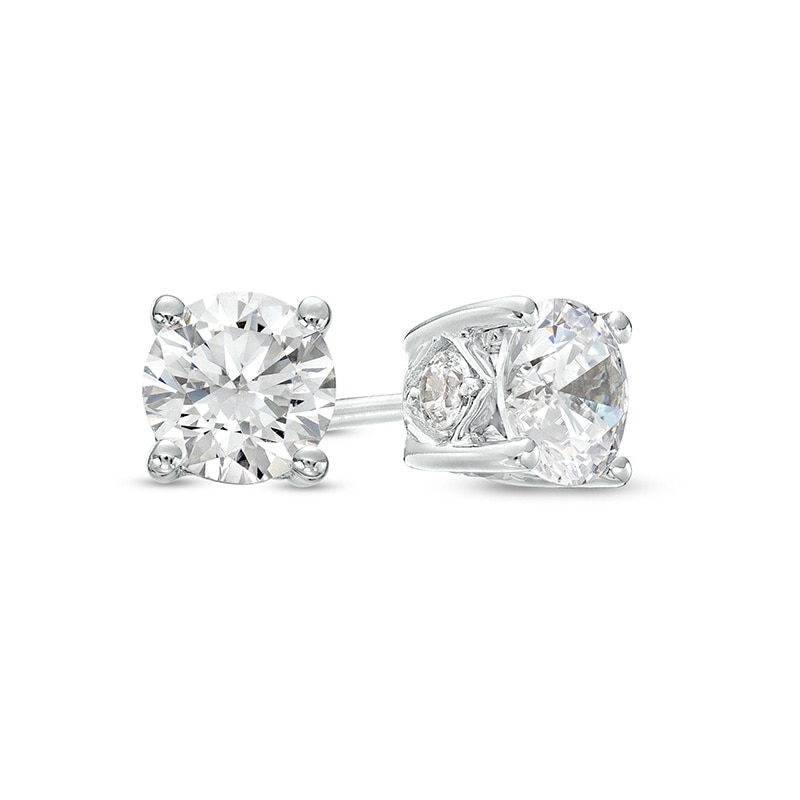 Main Image 1 of Previously Owned - 7/8 CT. T.W. Diamond Solitaire Stud Earrings in 10K White Gold (J/I3)