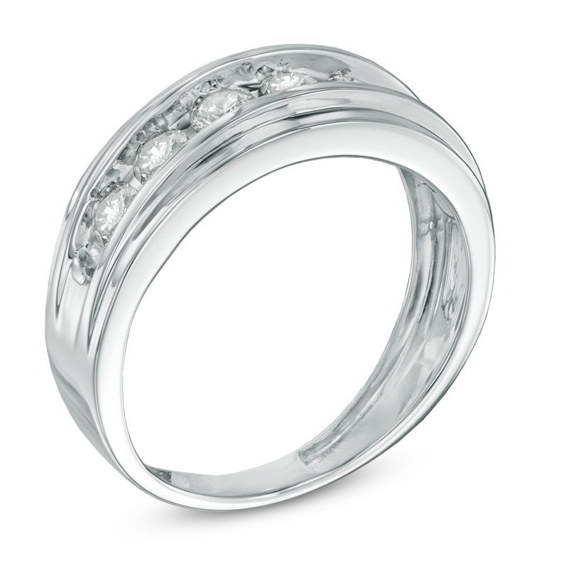 Main Image 2 of Previously Owned - Men's 1 CT. T.W. Diamond Comfort Fit Band in 10K White Gold