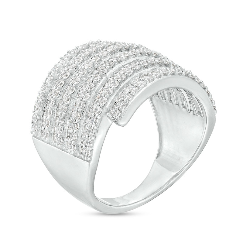 Main Image 3 of Previously Owned - 2 CT. T.W. Baguette and Round Diamond Spiral Multi-Row Ring in 10K White Gold