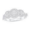 Thumbnail Image 1 of Previously Owned - 1/2 CT. T.W. Diamond Frame Three Stone Twist Shank Engagement Ring in 10K White Gold