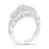 Thumbnail Image 2 of Previously Owned - 1/2 CT. T.W. Diamond Frame Three Stone Twist Shank Engagement Ring in 10K White Gold