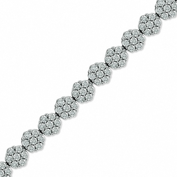 Previously Owned - 5 CT. T.w. Diamond Graduated Flower Bracelet in 14K White Gold