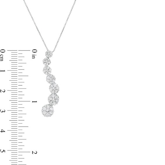 Previously Owned - 1 CT. T.w. Journey Multi-Diamond Flower Pendant in 14K White Gold
