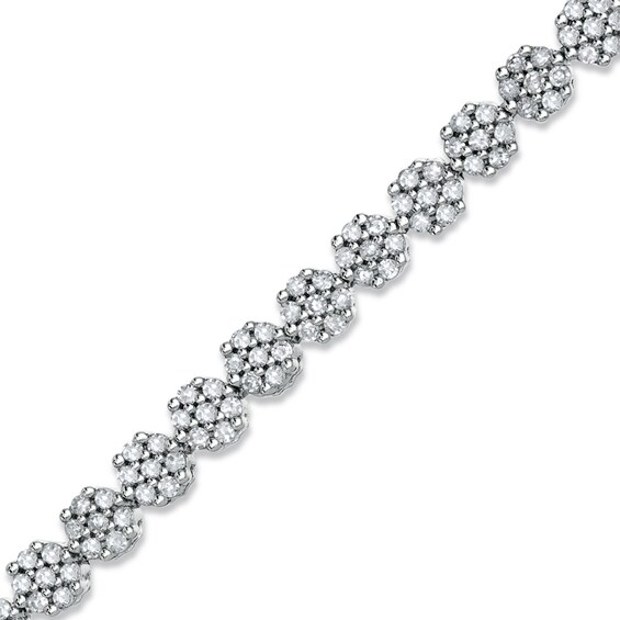 Previously Owned - 2 CT. T.w. Diamond Flower Bracelet in 14K White Gold