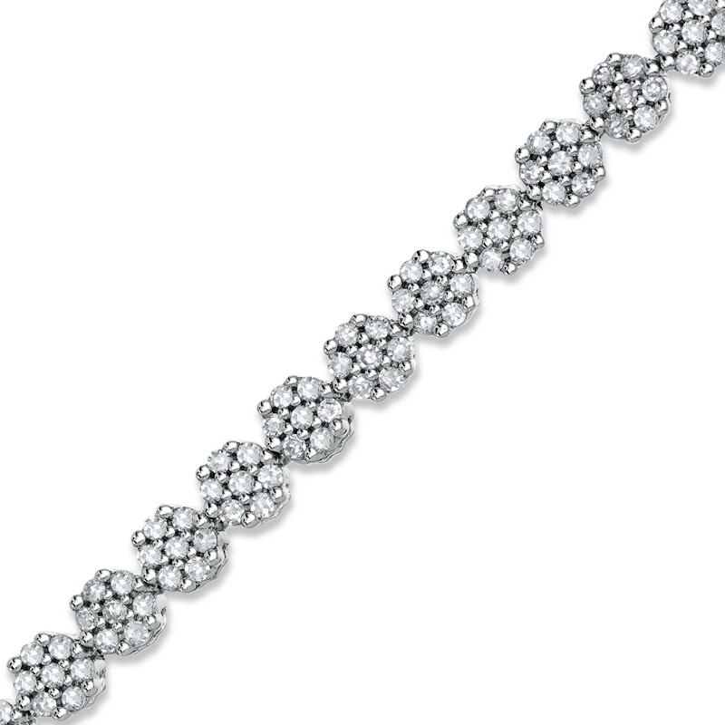 Main Image 1 of Previously Owned - 2 CT. T.W. Diamond Flower Bracelet in 14K White Gold