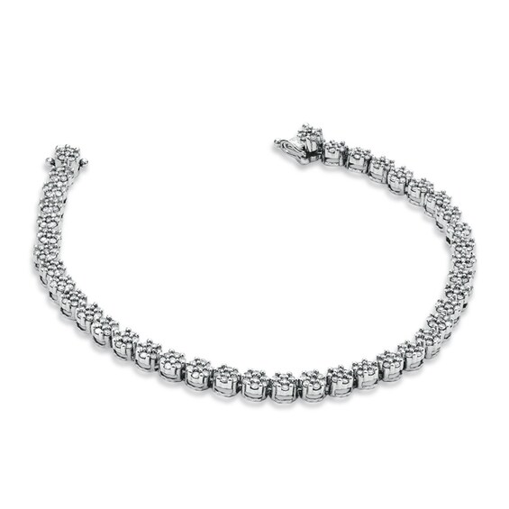 Previously Owned - 2 CT. T.w. Diamond Flower Bracelet in 14K White Gold