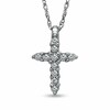Thumbnail Image 1 of Previously Owned - 1/10 CT. T.W. Diamond Cross Pendant in 10K White Gold