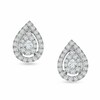 Thumbnail Image 1 of Previously Owned - 1/2 CT. T.W. Multi-Diamond Teardrop Stud Earrings in 10K White Gold