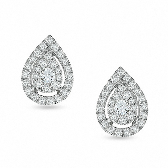 Previously Owned - 1/2 CT. T.w. Multi-Diamond Teardrop Stud Earrings in 10K White Gold