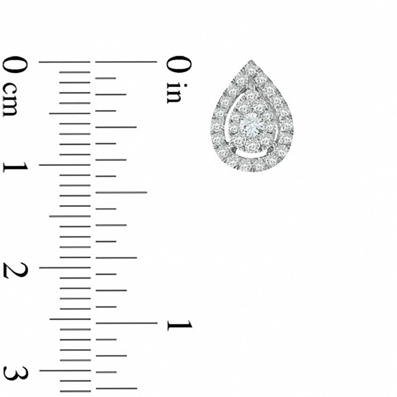 Main Image 2 of Previously Owned - 1/2 CT. T.W. Multi-Diamond Teardrop Stud Earrings in 10K White Gold