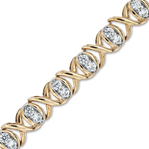 Previously Owned - 2 CT. T.w. Diamond "X" and "O" Bracelet in 10K Gold