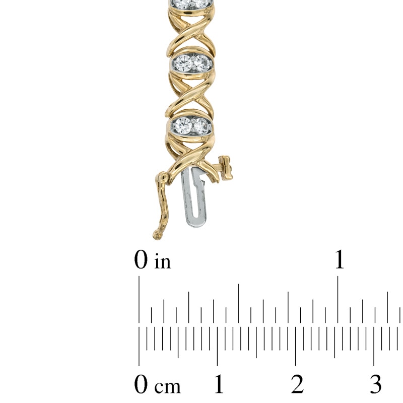 Main Image 2 of Previously Owned - 2 CT. T.W. Diamond &quot;X&quot; and &quot;O&quot; Bracelet in 10K Gold