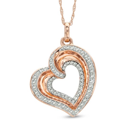 Previously Owned - The Heart WithinÂ® 1/2 CT. T.w. Diamond Tilted Heart Pendant in 10K Rose Gold