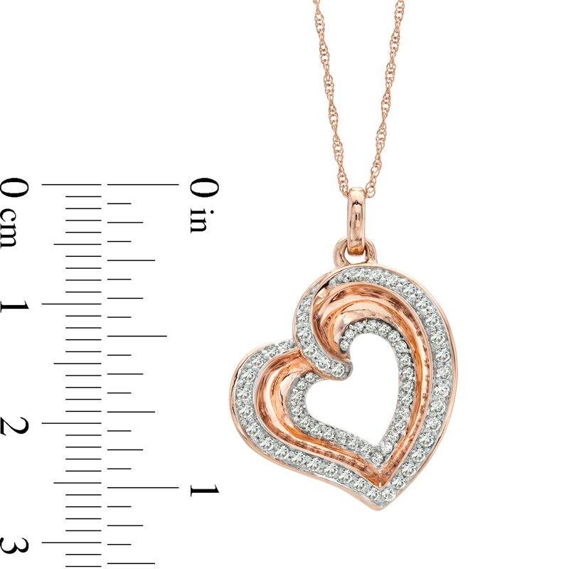 Main Image 2 of Previously Owned -  1/2 CT. T.W. Diamond Tilted Heart Pendant in 10K Rose Gold