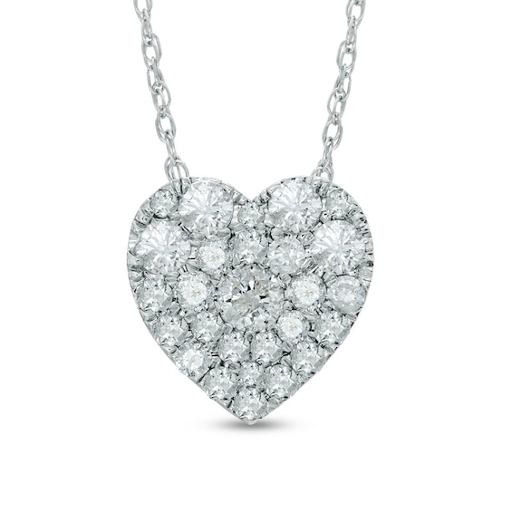 Previously Owned - 1/2 CT. T.w. Composite Diamond Heart-Shaped Pendant in 10K White Gold