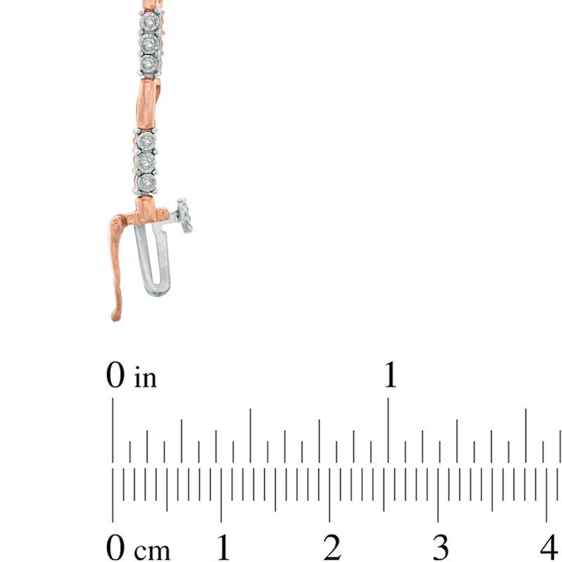 Main Image 2 of Previously Owned - 1/4 CT. T.W. Diamond Three Stone Bar Bracelet in 10K Rose Gold