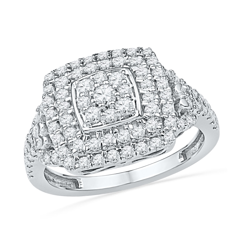 Main Image 1 of Previously Owned - 5/8 CT. T.W. Princess-Shaped Multi-Diamond Ring in 10K White Gold