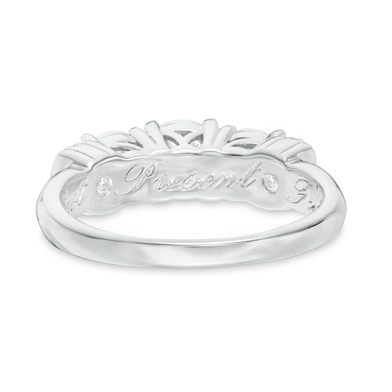 Main Image 3 of Previously Owned - 1/2 CT. T.W. Diamond Collar Past Present Future® Ring in 10K White Gold