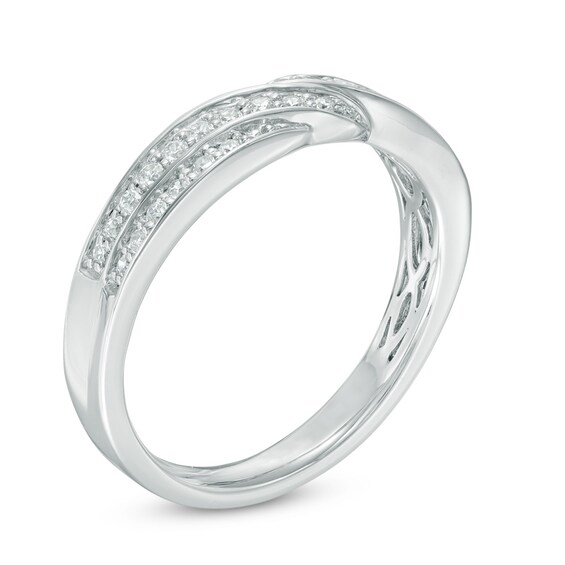 Previously Owned - 1/4 CT. T.w. Diamond Twisting Wedding Band in 10K White Gold