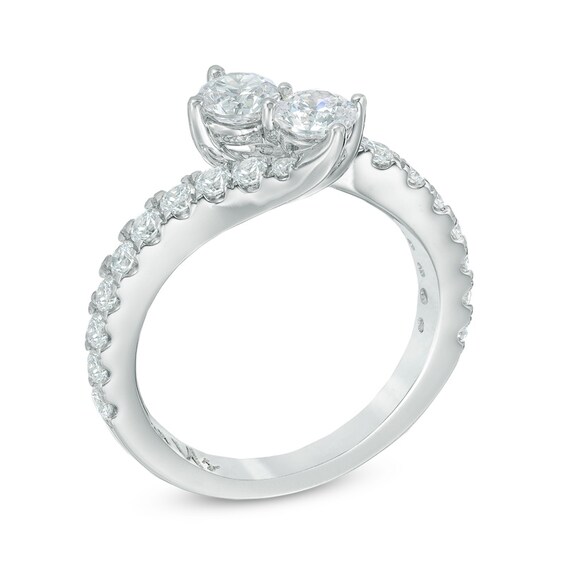 Previously Owned - 1 CT. T.w. Two-Stone Diamond Bypass Anniversary Band in 14K White Gold