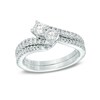Thumbnail Image 4 of Previously Owned - 1 CT. T.W. Two-Stone Diamond Bypass Anniversary Band in 14K White Gold