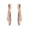 Thumbnail Image 2 of Previously Owned - EFFY™ Collection 1/2 CT. T.W. Champagne and White Diamond Wavy Hoop Earrings in 14K Rose Gold