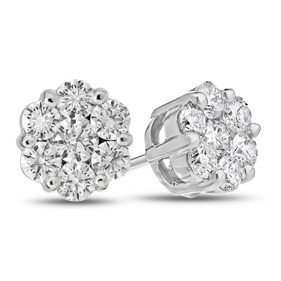 Previously Owned - 3/4 CT. T.w. Diamond Composite Stud Earrings in 14K White Gold