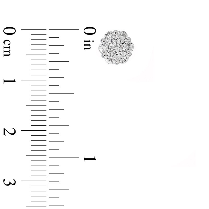Main Image 2 of Previously Owned - 3/4 CT. T.W. Diamond Composite Stud Earrings in 14K White Gold