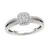 Thumbnail Image 1 of Previously Owned - 3/8 CT. T.W. Cushion-Shaped Multi-Diamond Frame Split Shank Engagement Ring in 14K White Gold