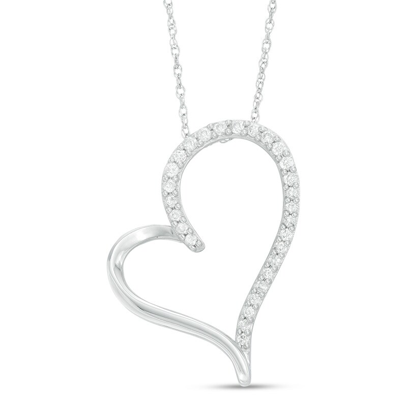 Main Image 1 of Previously Owned - 1/6 CT. T.W. Diamond Heart Pendant in 10K White Gold