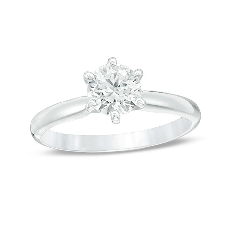 Main Image 1 of Previously Owned - 1 CT.  Diamond Solitaire Engagement Ring in 14K White Gold (I/I2)