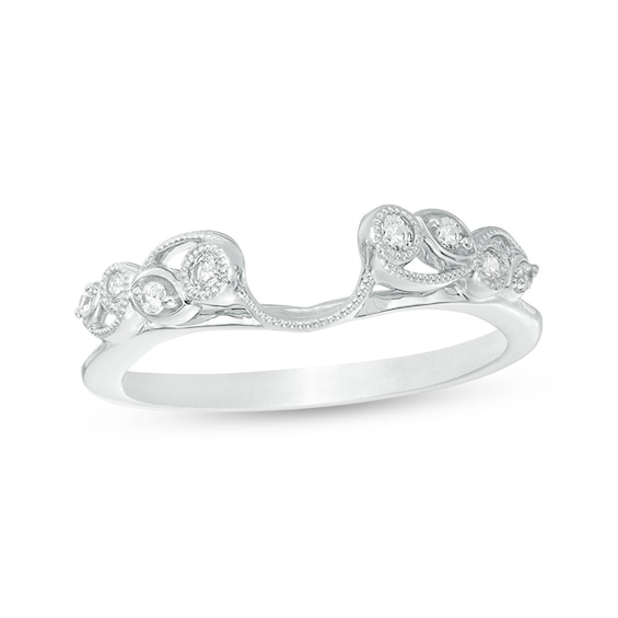 Previously Owned - 1/8 CT. T.w. Diamond Vine Vintage-Style Solitaire Enhancer in 10K White Gold