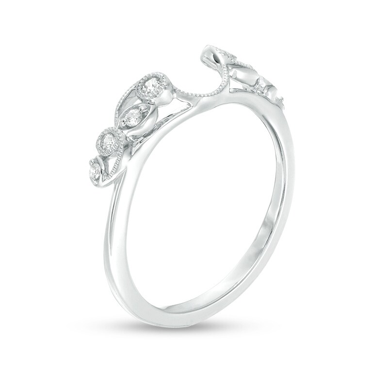 Main Image 2 of Previously Owned - 1/8 CT. T.W. Diamond Vine Vintage-Style Solitaire Enhancer in 10K White Gold