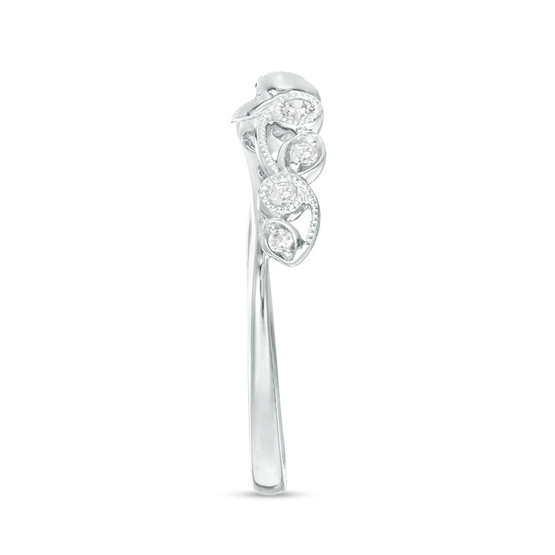 Main Image 4 of Previously Owned - 1/8 CT. T.W. Diamond Vine Vintage-Style Solitaire Enhancer in 10K White Gold