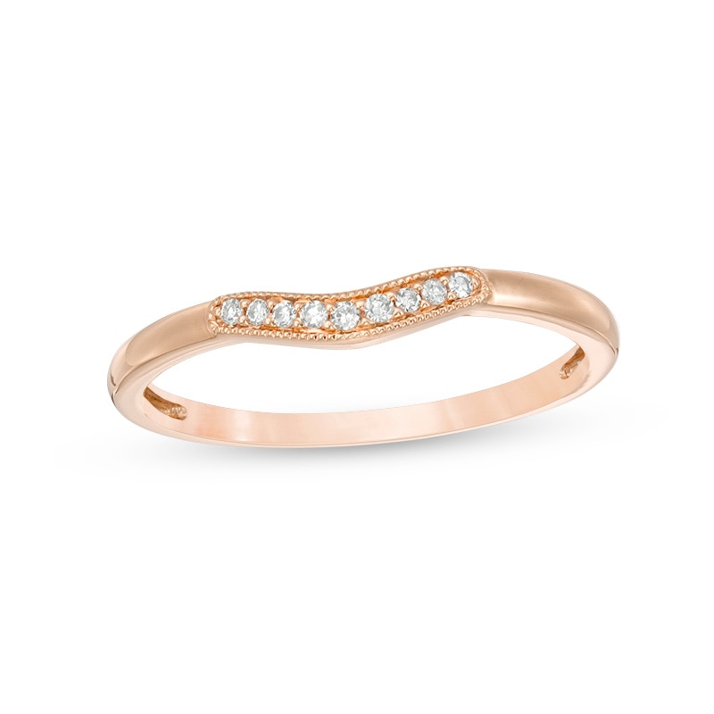 Main Image 1 of Previously Owned - Diamond Accent Vintage-Style Contour Anniversary Band in 10K Rose Gold