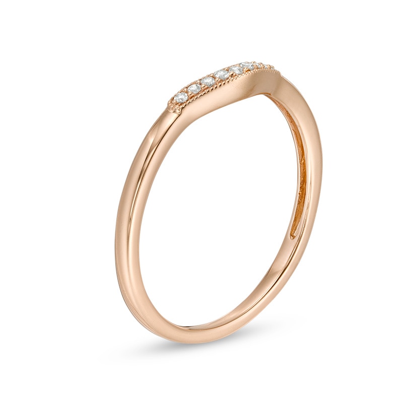 Main Image 2 of Previously Owned - Diamond Accent Vintage-Style Contour Anniversary Band in 10K Rose Gold