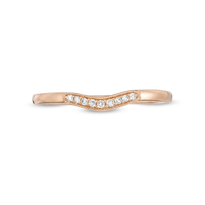 Main Image 4 of Previously Owned - Diamond Accent Vintage-Style Contour Anniversary Band in 10K Rose Gold