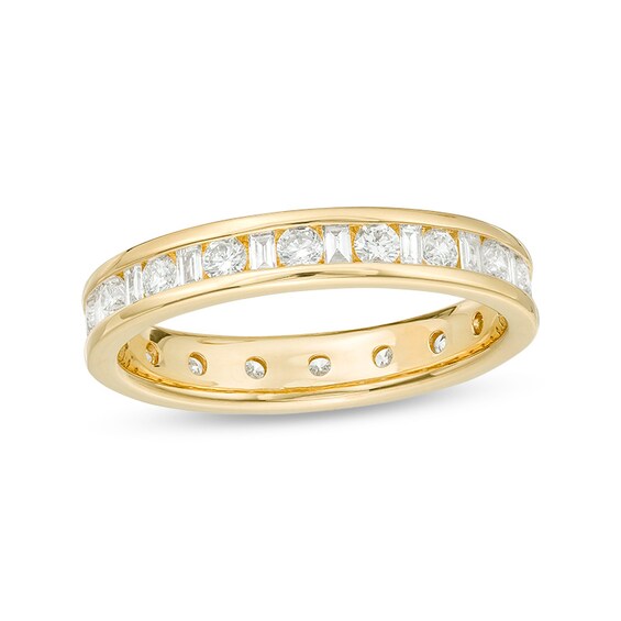 Previously Owned - 1 CT. T.w. Baguette and Round Diamond Eternity Band in 14K Gold (H/Si2)