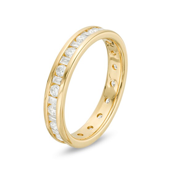Previously Owned - 1 CT. T.w. Baguette and Round Diamond Eternity Band in 14K Gold (H/Si2)