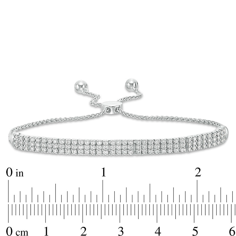 Main Image 2 of Previously Owned - 1 CT. T.W. Diamond Three Row Bolo Bracelet in 10K White Gold - 9.5"