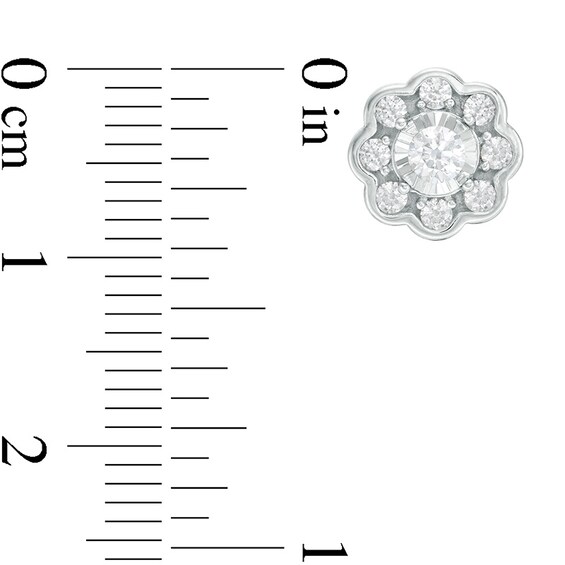 Previously Owned - 1/2 CT. T.w. Diamond Flower Frame Stud Earrings in 10K White Gold