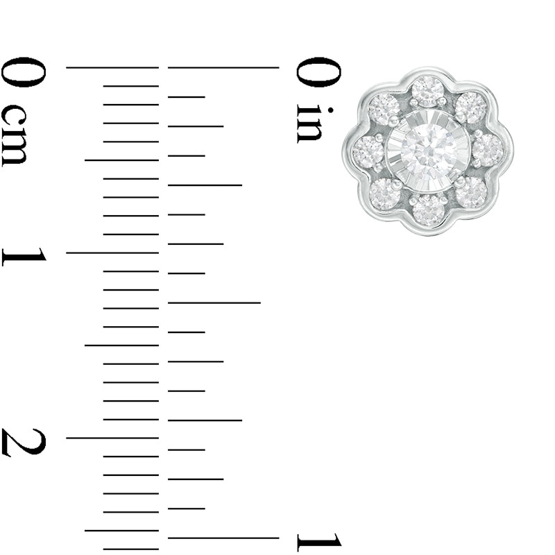 Main Image 2 of Previously Owned - 1/2 CT. T.W. Diamond Flower Frame Stud Earrings in 10K White Gold