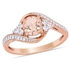 Thumbnail Image 1 of Previously Owned - 6.0mm Morganite, White Topaz and 1/10 CT. T.W. Diamond Tri-Sides Bypass Ring in 10K Rose Gold