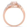 Thumbnail Image 4 of Previously Owned - 6.0mm Morganite, White Topaz and 1/10 CT. T.W. Diamond Tri-Sides Bypass Ring in 10K Rose Gold